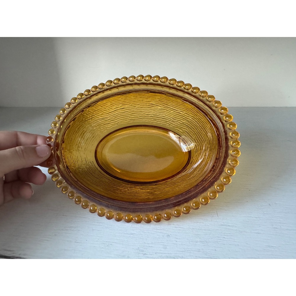 Vintage Indiana Glass Amber Hen On Nest Covered Dish Candy Bowl 7" - Picture 4 of 7
